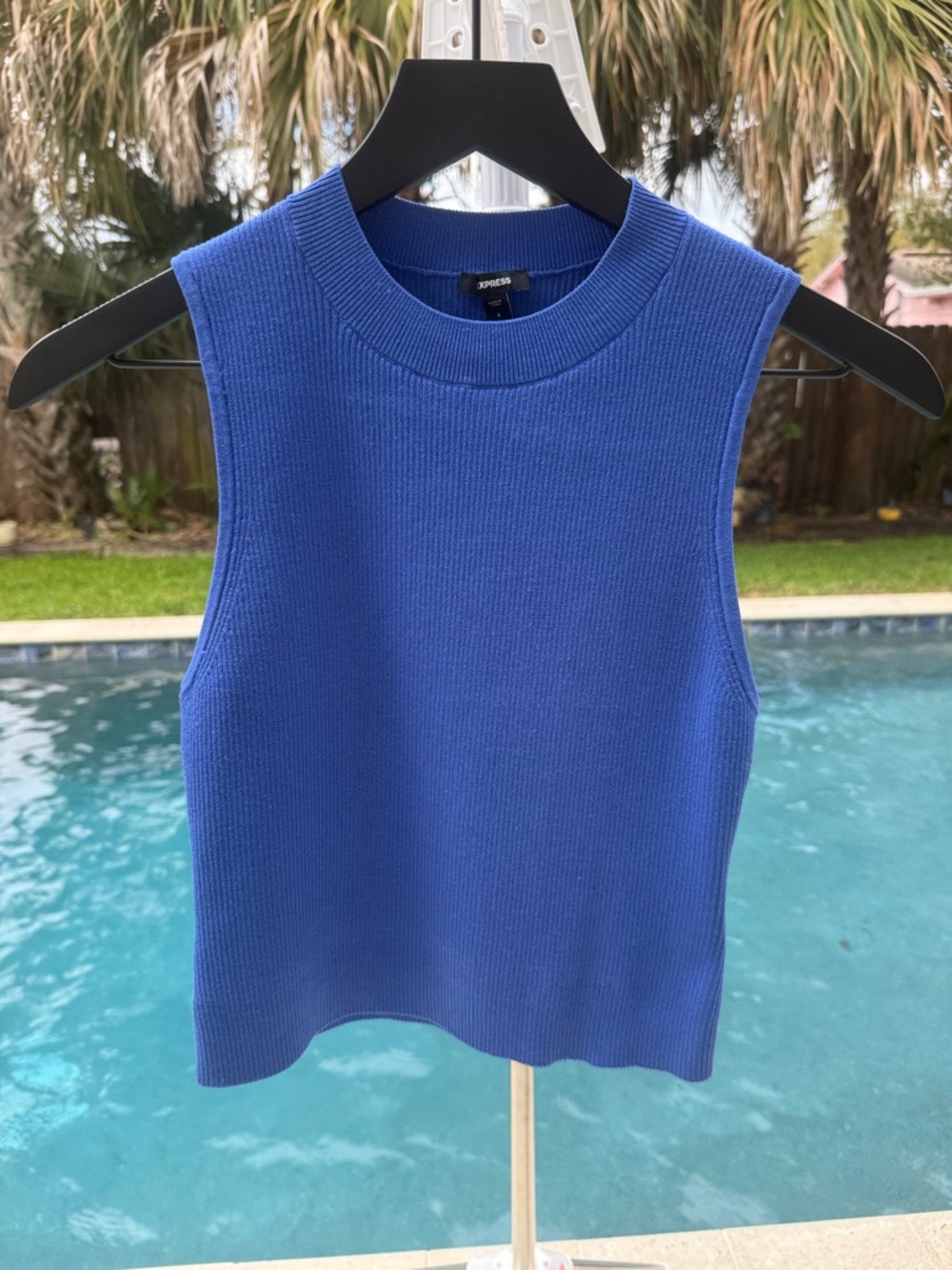 Express Women's Royal Blue Ribbed Knit Sleeveless Tank